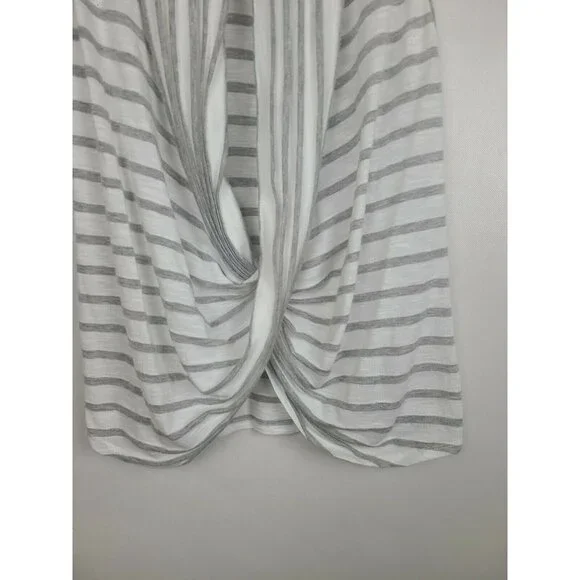 HYFVE Gray White Striped Drape Wrap Front Sleeveless Top Size Medium - Picture 2 of 8